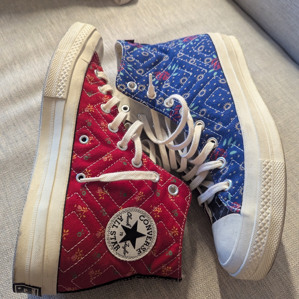 Converse Red and Blue High-Top Sneakers